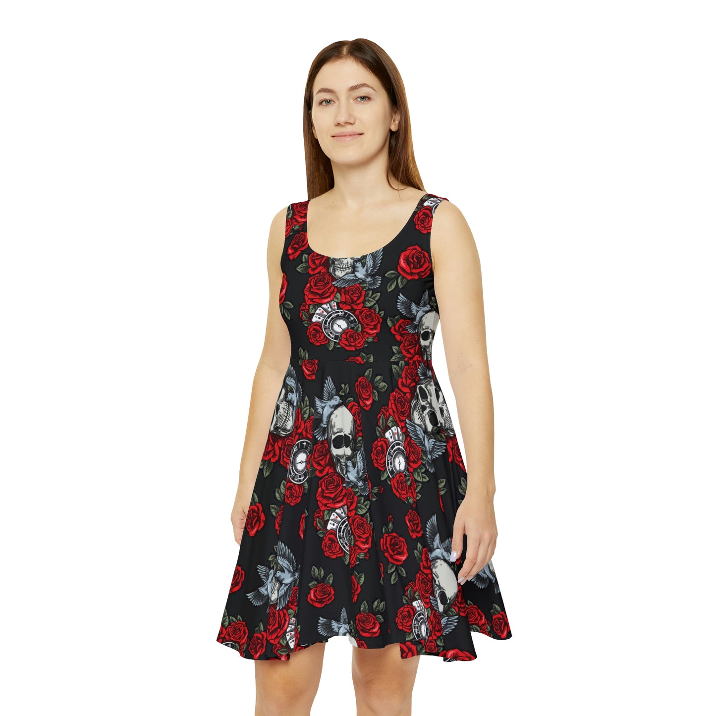 Women's Skater Dress Skulls and Roses